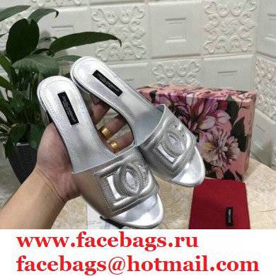Dolce  &  Gabbana Heel 6.5cm Calfskin Mules Silver With DG Millennials Logo 2021